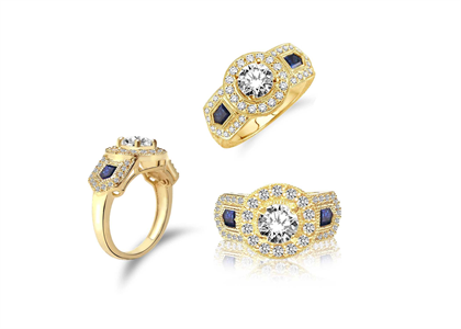 Gold Plated CZ Studded Bridal Ring